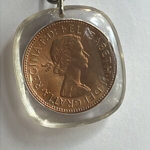 1967 Elizabeth II Dei Gratia Regina F:D Coin Keychain Vintage